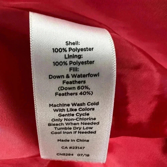 Talbots S Quilted Down Fill Puffer Vest Red Gold Zip Pocket High Neck Soft Shell - Picture 12 of 14